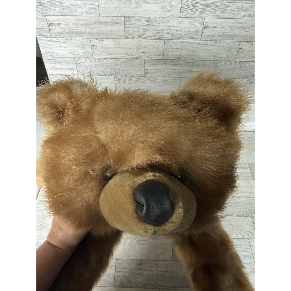 Vintage MJC International Tan Brown Teddy Bear Plush 25" Floppy Flat In Middle